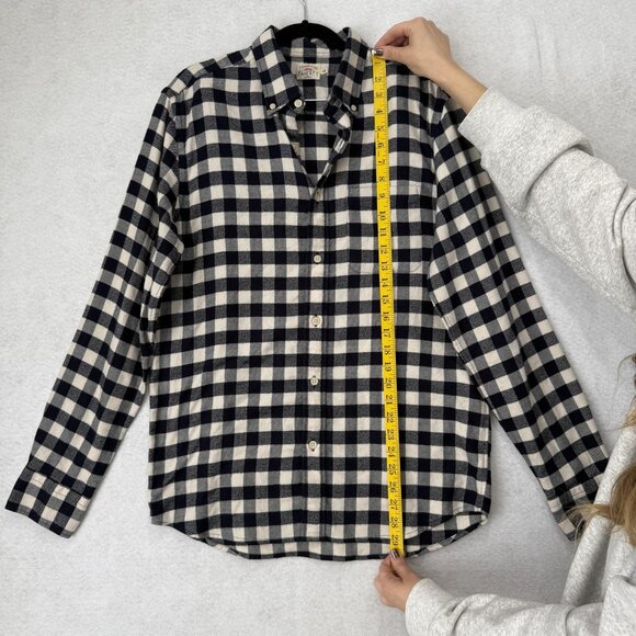 Faherty Brand Shirt Mens Medium Blue White Buffalo Plaid Flannel Button Down - Picture 2 of 8